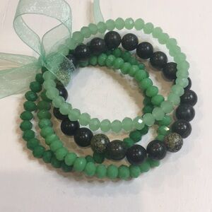 Natural Stone & Faux Crystal Bracelet Set